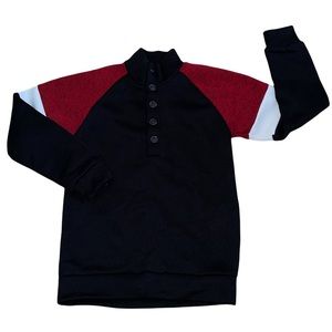 Rider Premium Brand Sweater Mens size L Pullover Henley Color Block Black